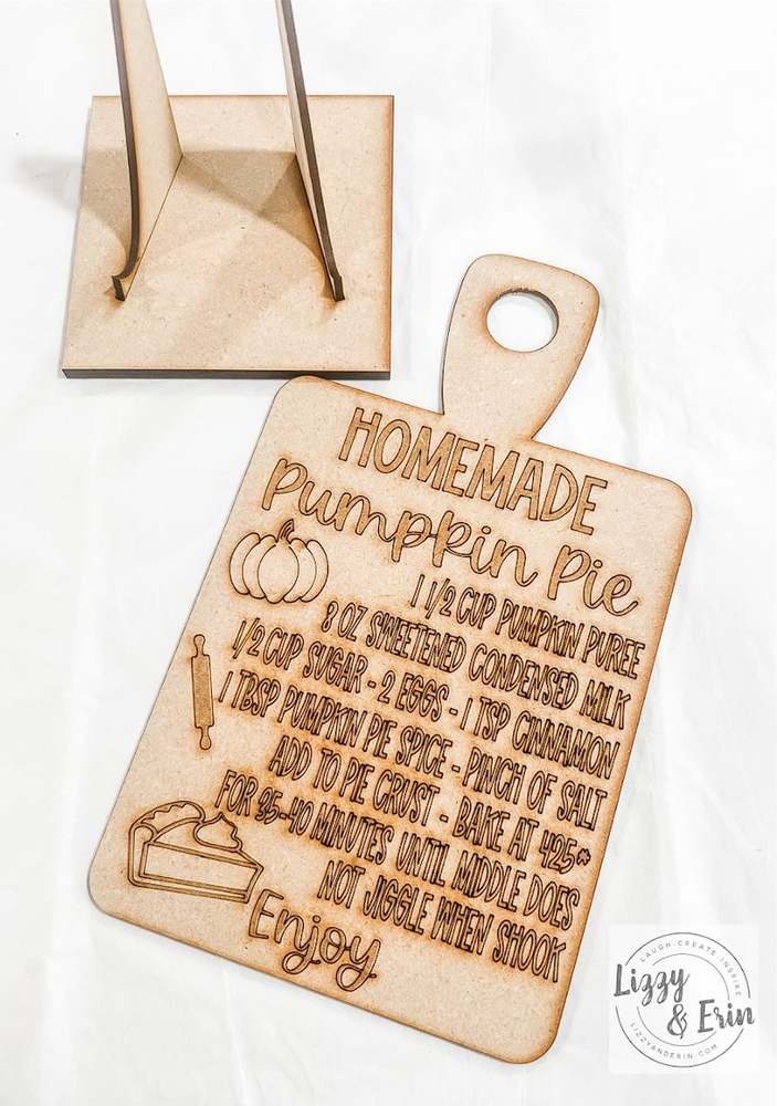 Woodshop - Pumpkin Pie Recipie Board