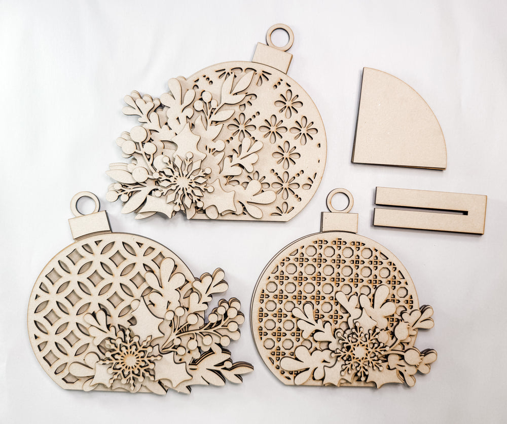 Woodshop - 3pk Decorative Ornament Shelf Sitters