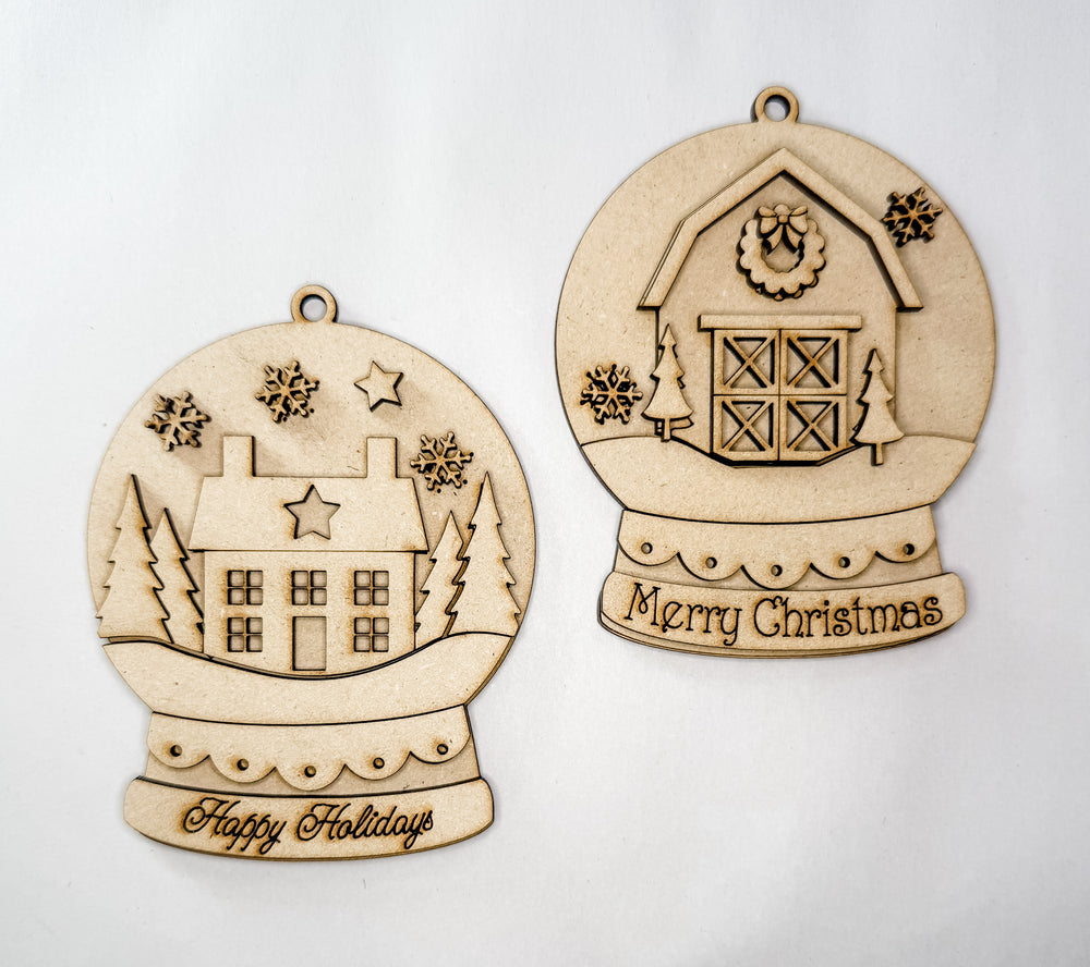 Woodshop - 2pk Snow Globe Ornaments