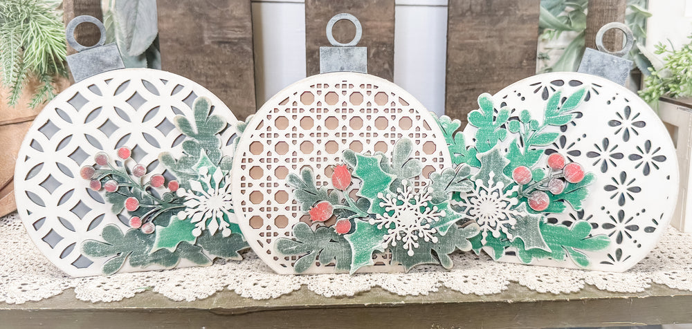 Woodshop - 3pk Decorative Ornament Shelf Sitters