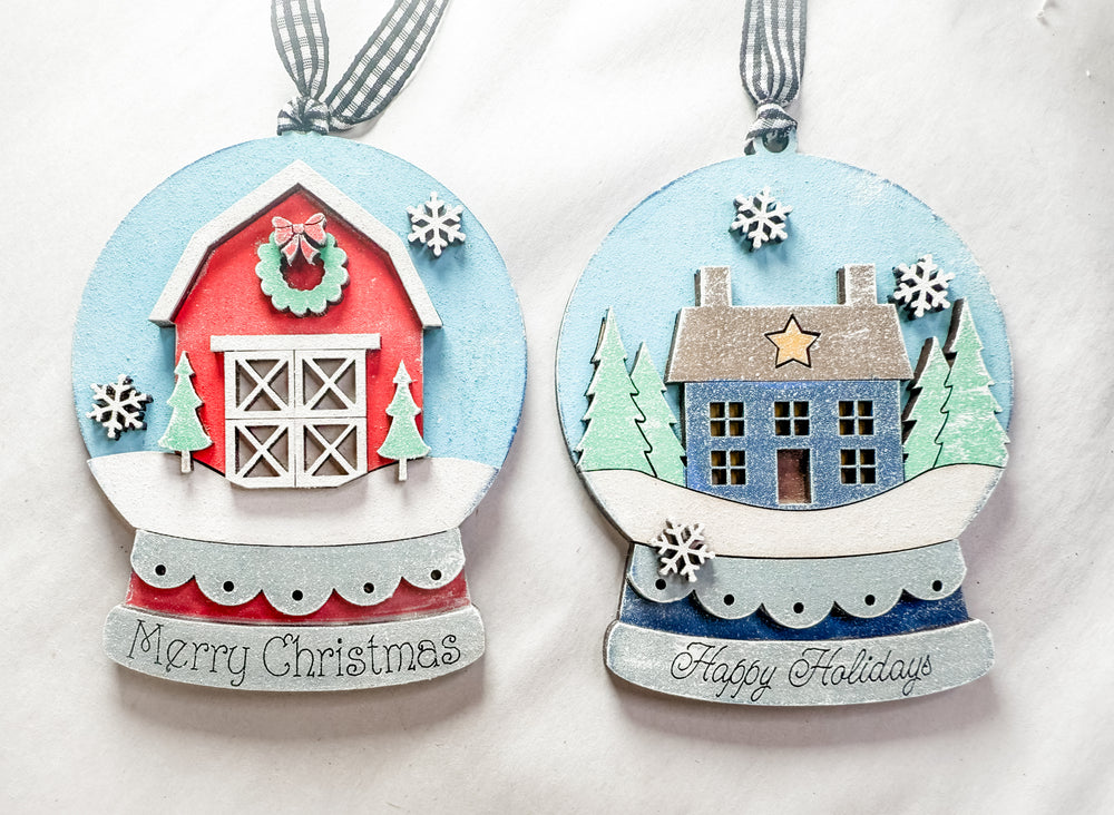Woodshop - 2pk Snow Globe Ornaments