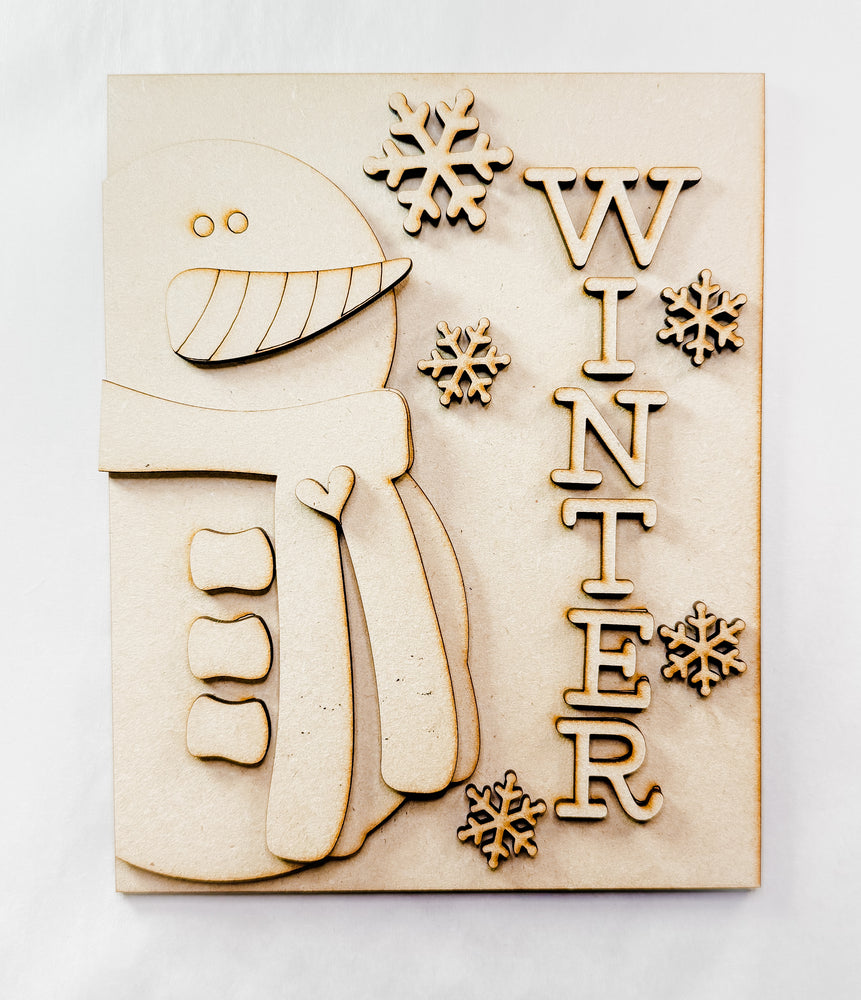 Woodshop - Snowman Winter Rustic Frame Insert