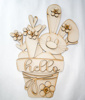 Woodshop - Hello Spring Bunny Flower Pot