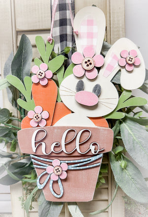 Woodshop - Hello Spring Bunny Flower Pot