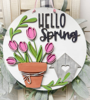 Woodshop - "Hello Spring" Tulip Round