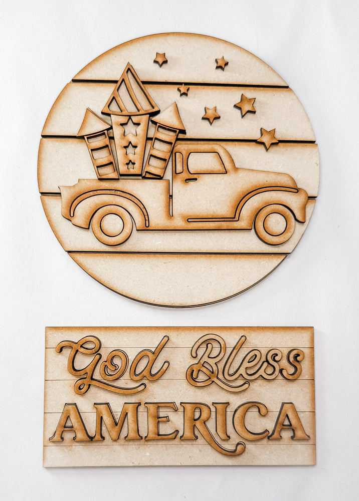 Woodshop - Interchangeable Leaner "God Bless America" Insert