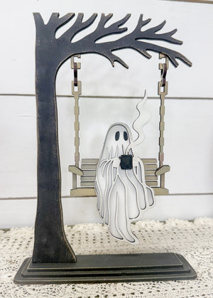 Woodshop -Ghost on a Swing Shelf Sitter