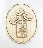 Woodshop - Sunflower Ball Jar Wall Art