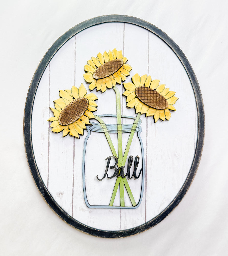 Woodshop - Sunflower Ball Jar Wall Art