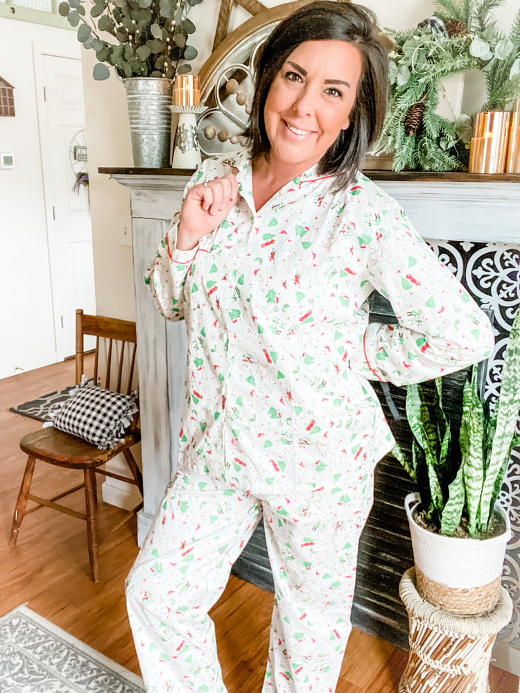 Family Pajamas Matching Plus Size Holiday Toss Cotton Pajamas Set