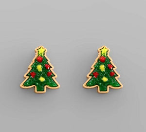 
                
                    Load image into Gallery viewer, Christmas Tree Druzy Studs
                
            
